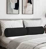 VidaXL Bolster Kussens 2 pcs Zwart Ø 25 x 70 cm Microvezel Stof