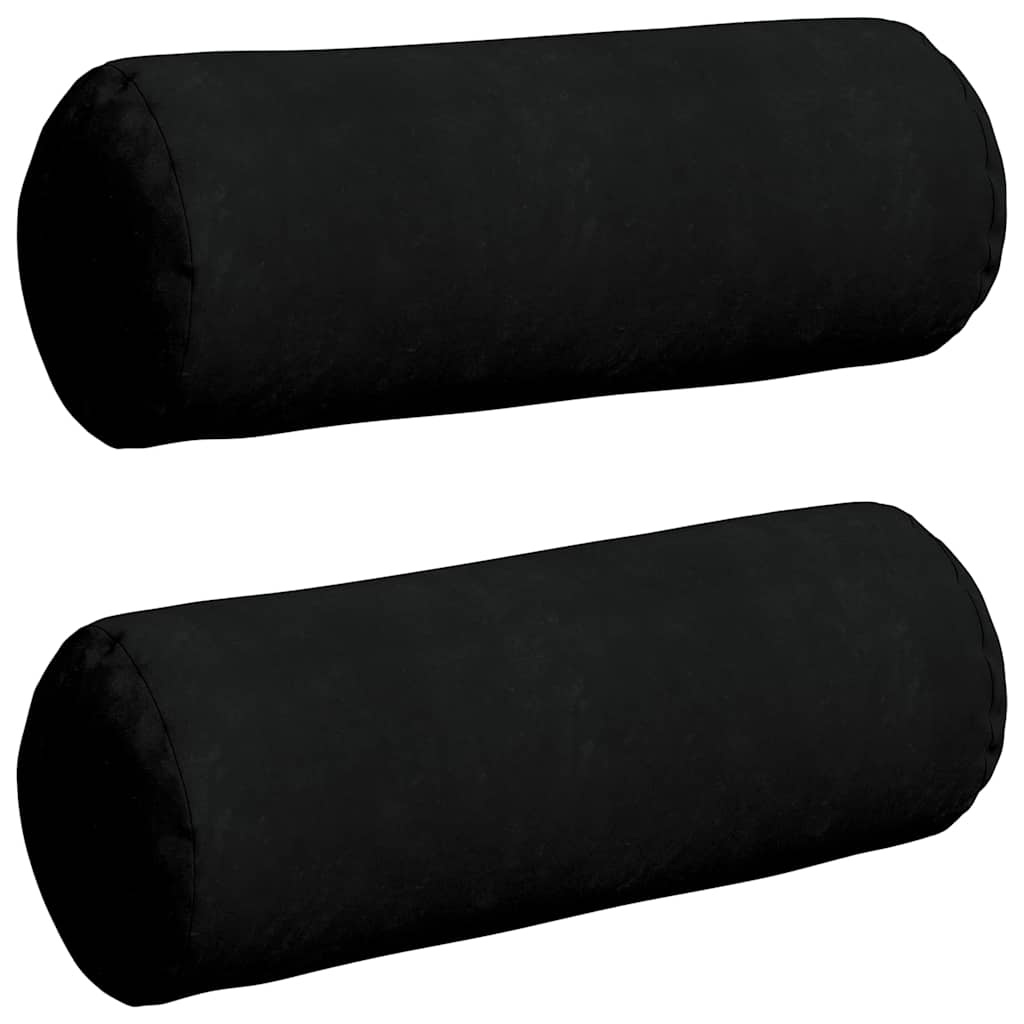 VidaXL Bolster Kussens 2 pcs Zwart Ø 25 x 70 cm Microvezel Stof