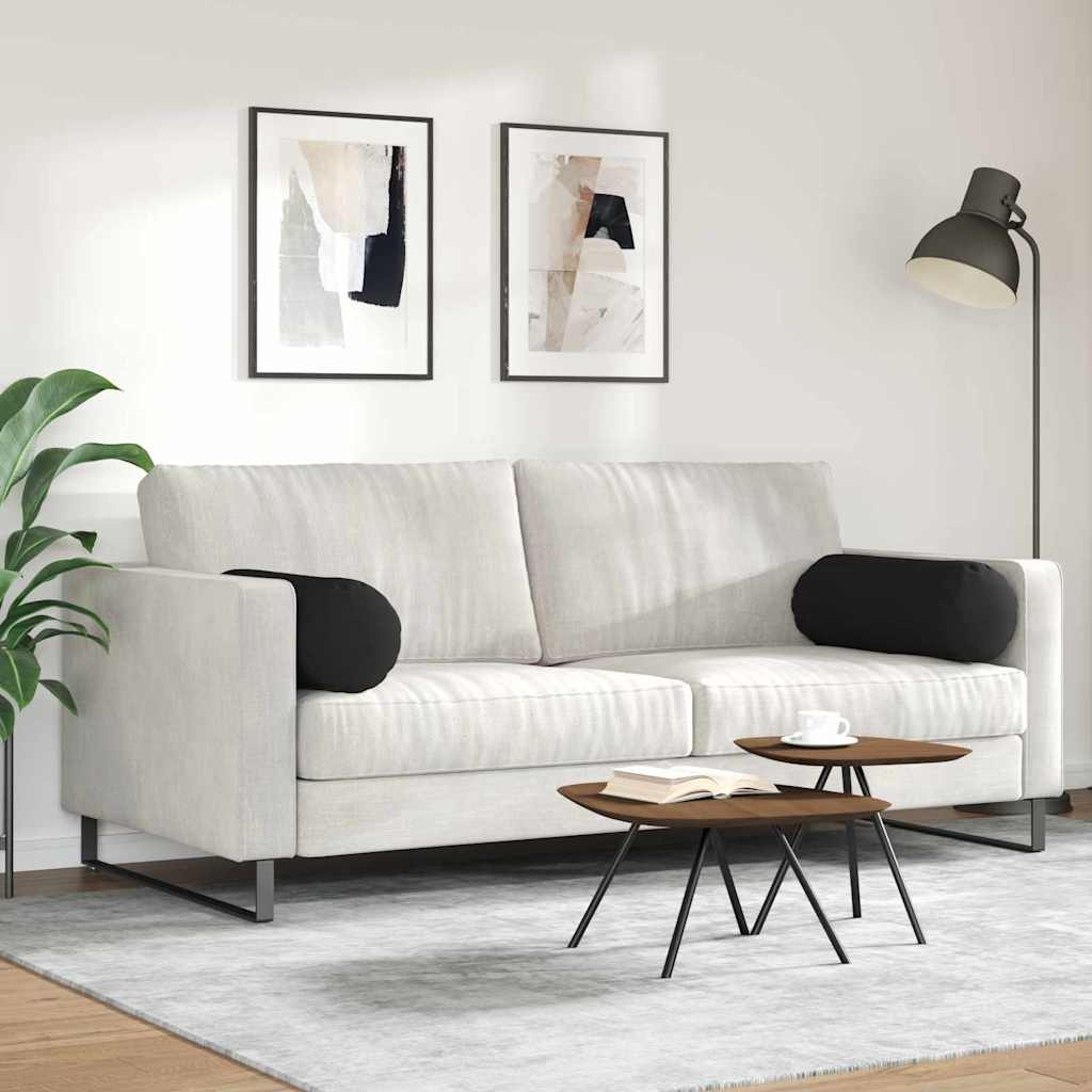 VidaXL Bolster Kussens 2 pcs Zwart Ø 25 x 70 cm Microvezel Stof