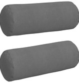 VidaXL Bolster Kussens 2 pcs Donkergrijs Ø 25 x 70 cm Microvezel Stof