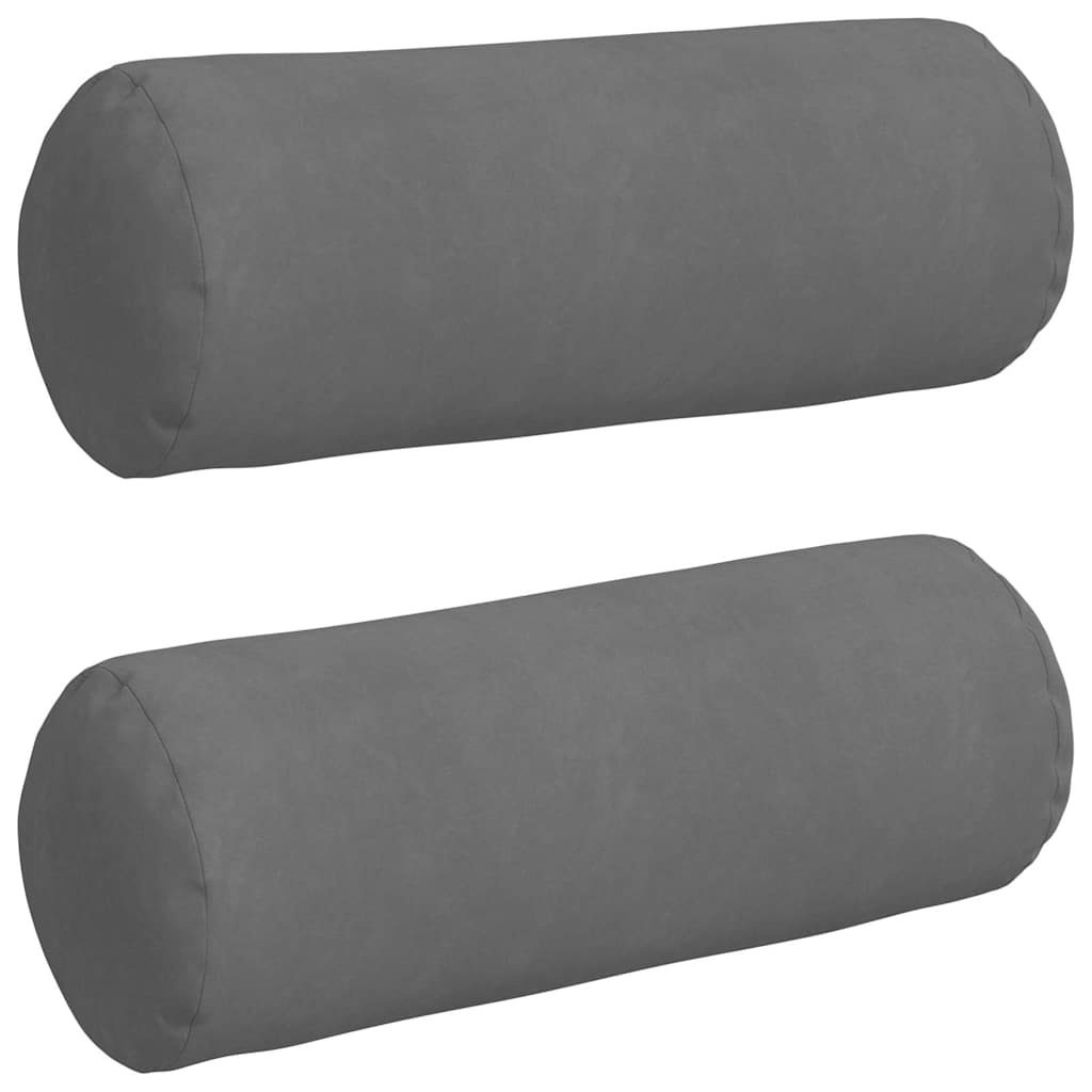 VidaXL Bolster Kussens 2 pcs Donkergrijs Ø 25 x 70 cm Microvezel Stof