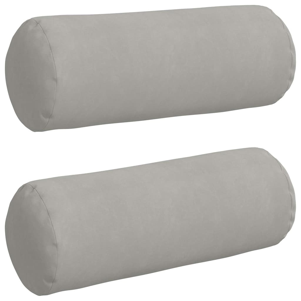 VidaXL Bolster Kussens 2 pcs Lichtgrijs Ø 25 x 70 cm Microvezel Stof