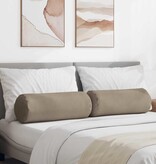 VidaXL Bolster Kussens 2 pcs Taupe Ø 25 x 70 cm Microvezel Stof