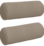 VidaXL Bolster Kussens 2 pcs Taupe Ø 25 x 70 cm Microvezel Stof