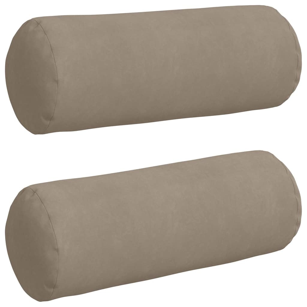 VidaXL Bolster Kussens 2 pcs Taupe Ø 25 x 70 cm Microvezel Stof