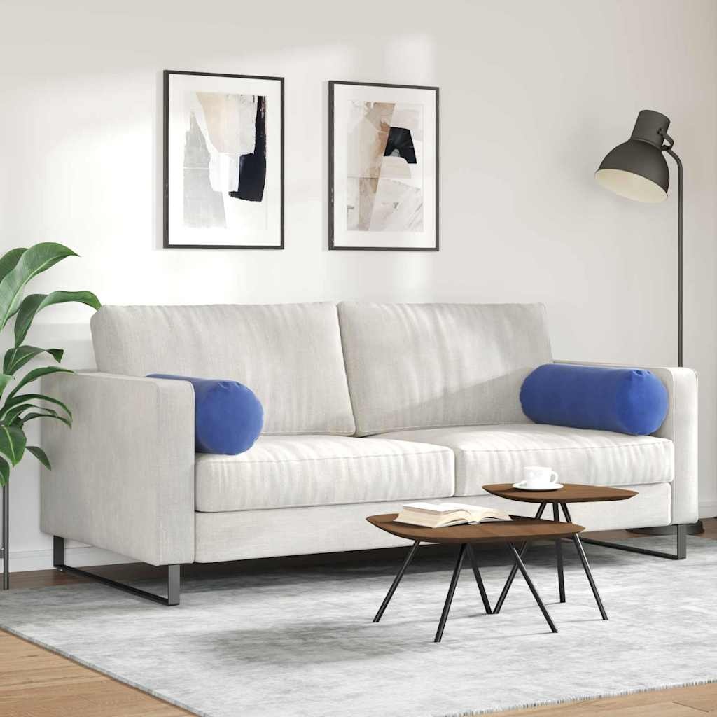 VidaXL Bolster Kussens 2 pcs Politieblauw Ø 25 x 70 cm Katoen Stof