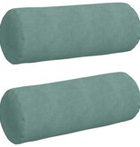 VidaXL Bolster Kussens 2 pcs Zeegroen Ø 25 x 70 cm Katoen Stof