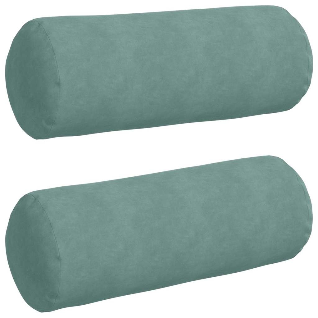 VidaXL Bolster Kussens 2 pcs Zeegroen Ø 25 x 70 cm Katoen Stof