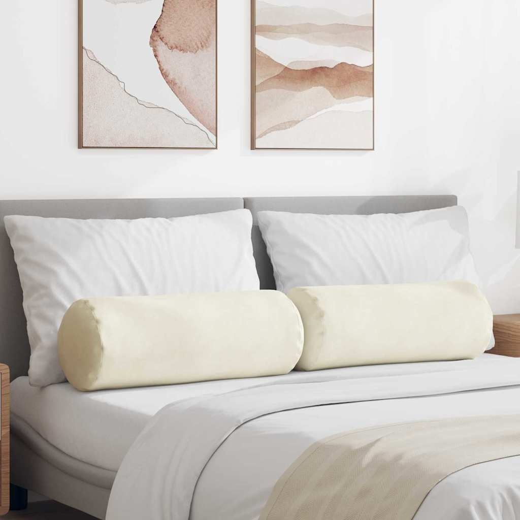 VidaXL Bolster Kussens 2 pcs Crème Ø 25 x 70 cm Katoen Stof