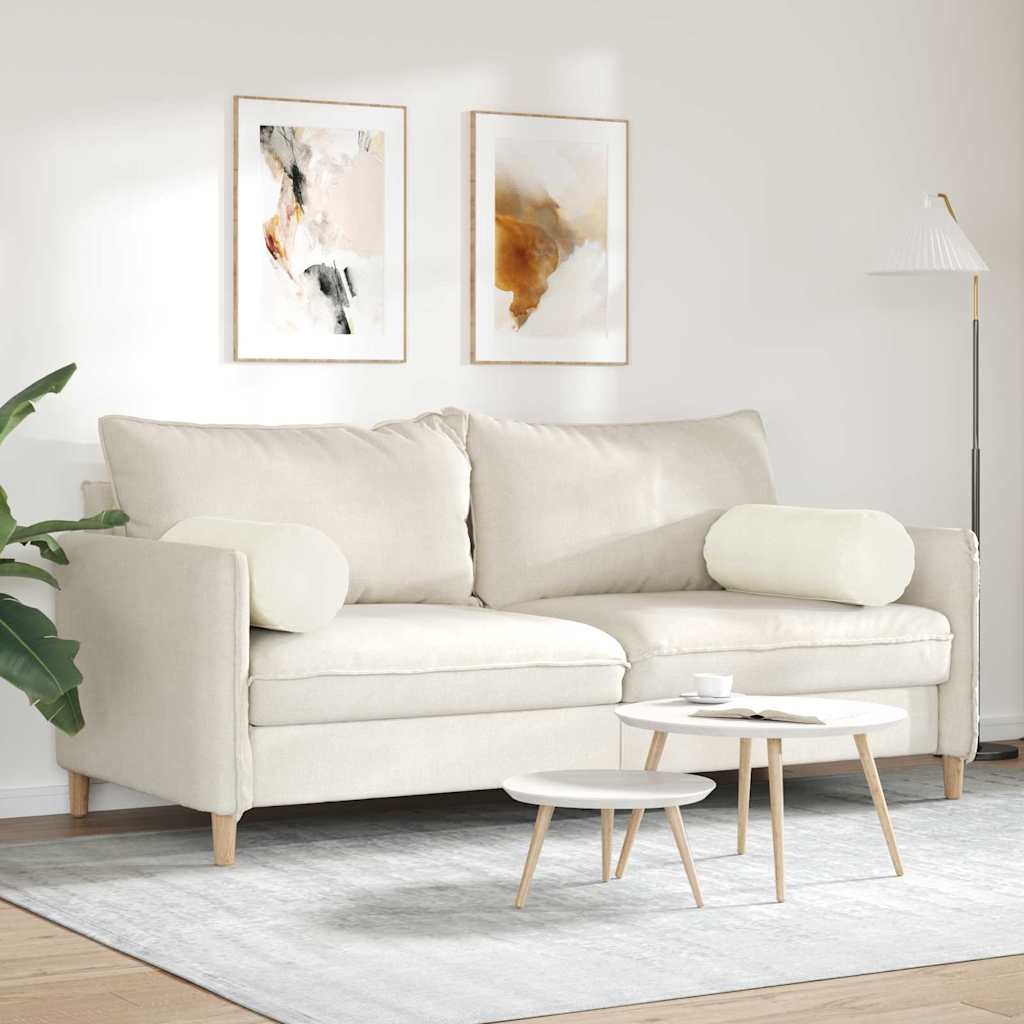 VidaXL Bolster Kussens 2 pcs Crème Ø 25 x 70 cm Katoen Stof