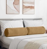 VidaXL Bolster Kussens 2 pcs Bruin Ø 25 x 70 cm Katoen Stof
