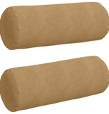 VidaXL Bolster Kussens 2 pcs Bruin Ø 25 x 70 cm Katoen Stof