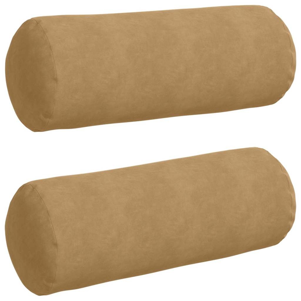 VidaXL Bolster Kussens 2 pcs Bruin Ø 25 x 70 cm Katoen Stof