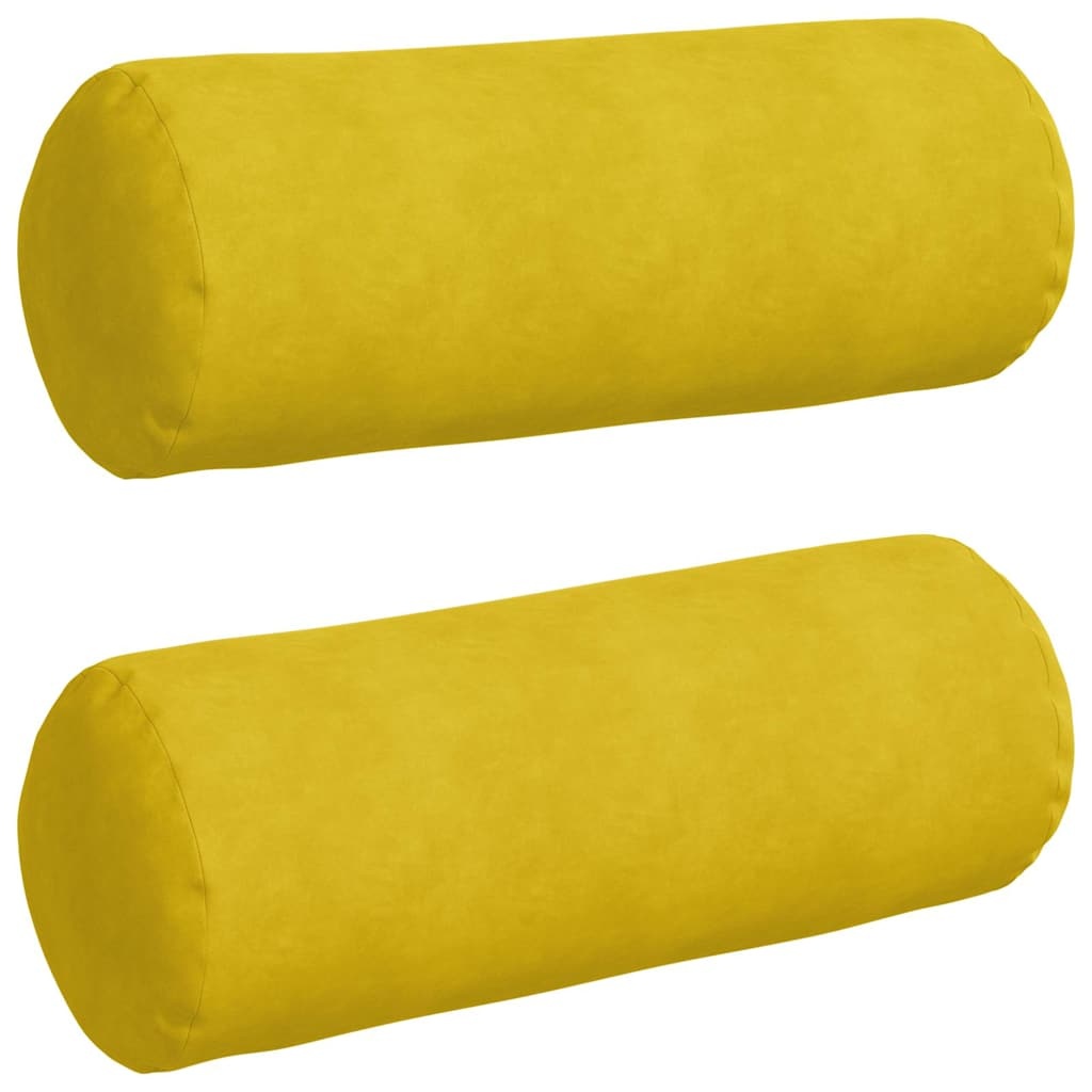 VidaXL Bolster Kussens 2 pcs Geel Ø 25 x 70 cm Katoen Stof