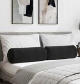 VidaXL Bolster Kussens 2 pcs Zwart Ø 25 x 70 cm Katoen Stof