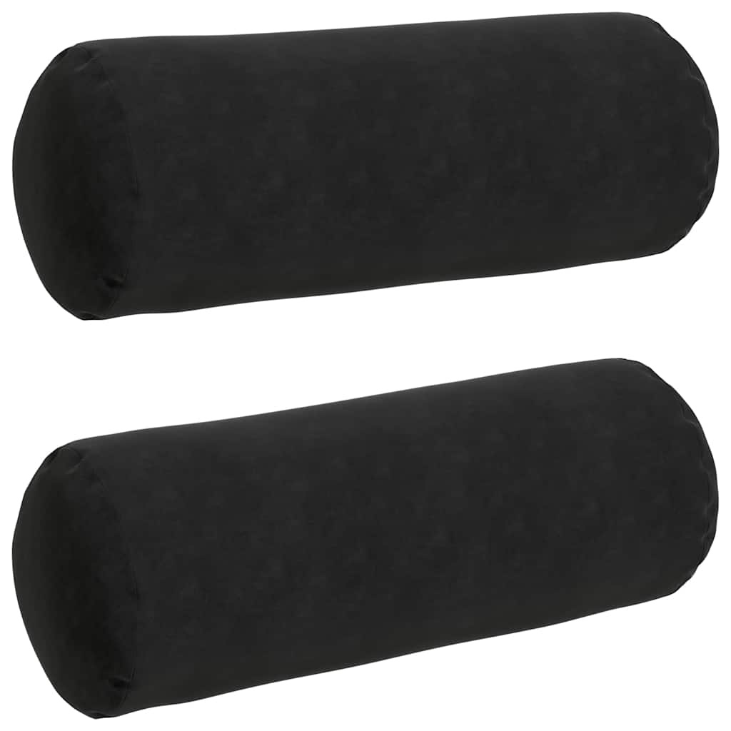 VidaXL Bolster Kussens 2 pcs Zwart Ø 25 x 70 cm Katoen Stof