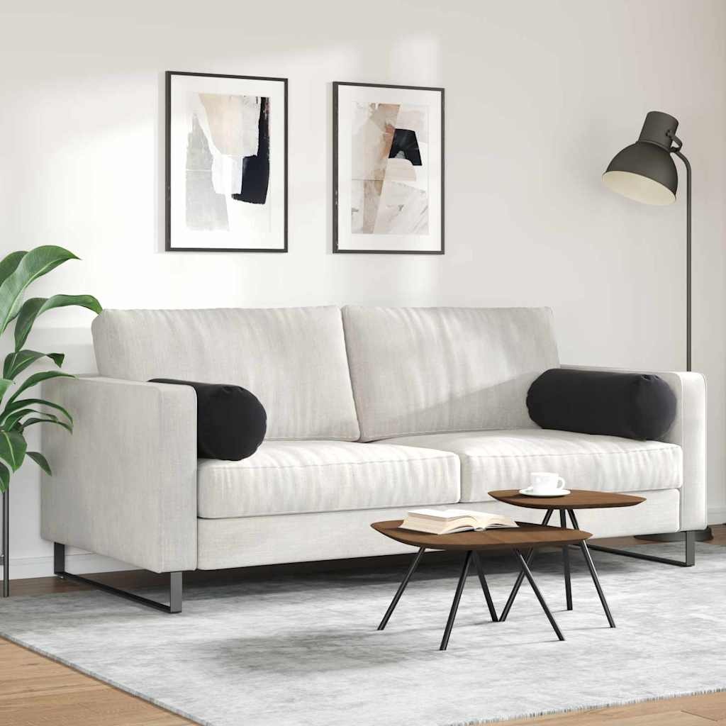 VidaXL Bolster Kussens 2 pcs Zwart Ø 25 x 70 cm Katoen Stof