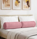 VidaXL Bolster Kussens 2 pcs Roze Ø 25 x 70 cm Katoen Stof