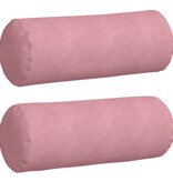 VidaXL Bolster Kussens 2 pcs Roze Ø 25 x 70 cm Katoen Stof
