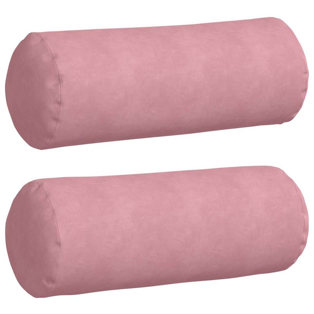 VidaXL Bolster Kussens 2 pcs Roze Ø 25 x 70 cm Katoen Stof