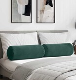 VidaXL Bolster Kussens 2 pcs Donkergroen Ø 25 x 70 cm Katoen Stof
