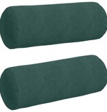 VidaXL Bolster Kussens 2 pcs Donkergroen Ø 25 x 70 cm Katoen Stof