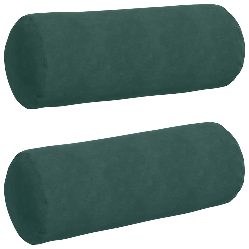 VidaXL Bolster Kussens 2 pcs Donkergroen Ø 25 x 70 cm Katoen Stof