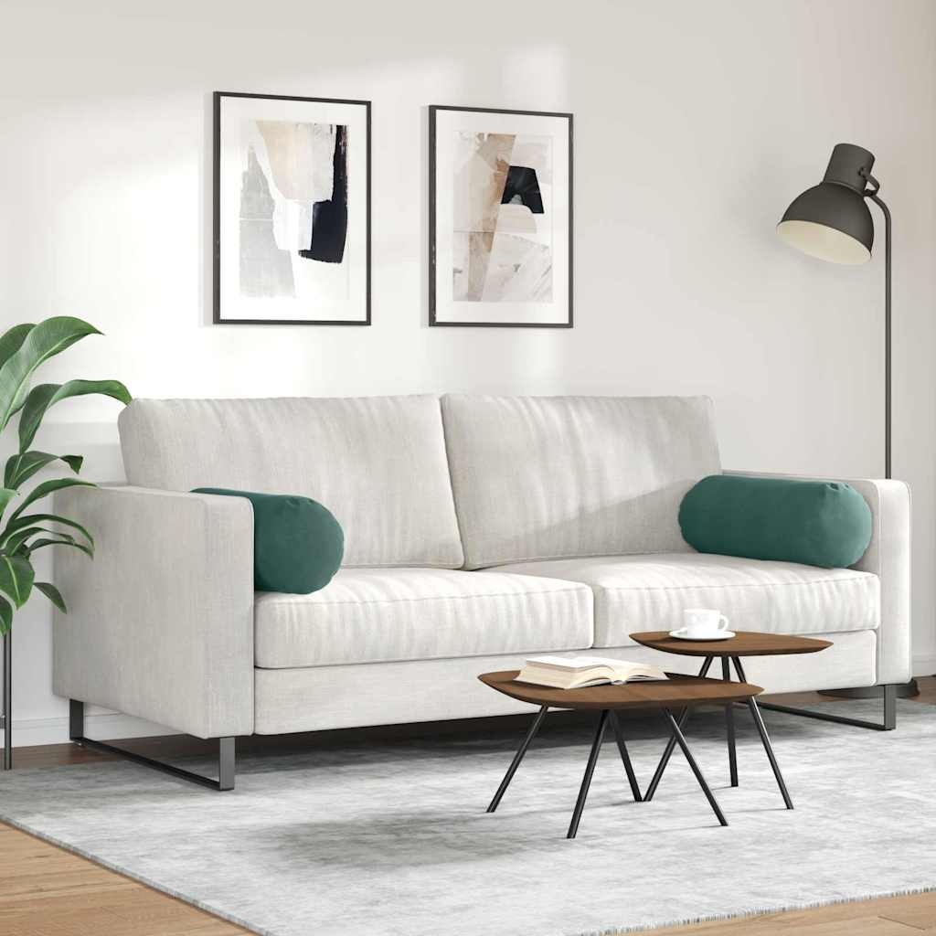 VidaXL Bolster Kussens 2 pcs Donkergroen Ø 25 x 70 cm Katoen Stof