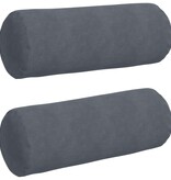 VidaXL Bolster Kussens 2 pcs Donkergrijs Ø 25 x 70 cm Katoen Stof