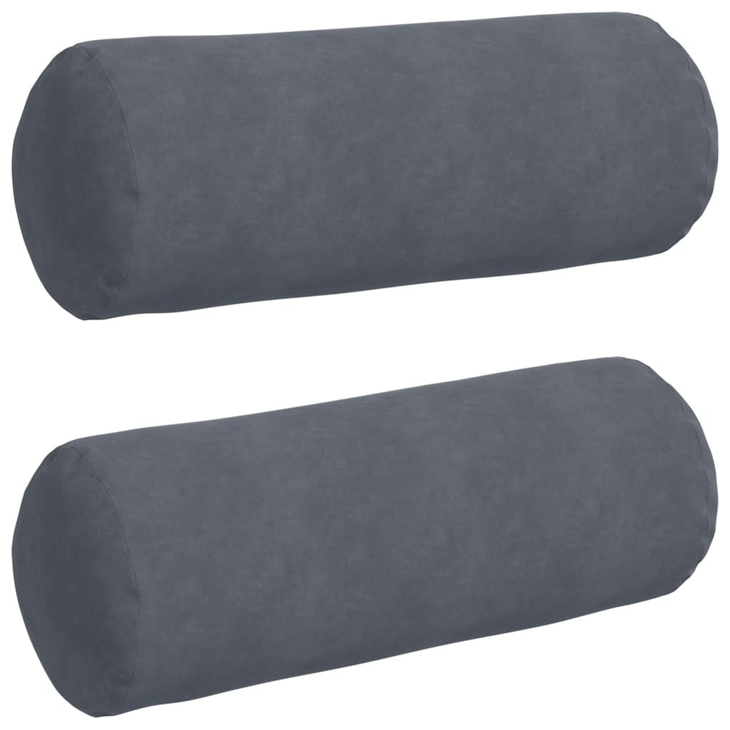 VidaXL Bolster Kussens 2 pcs Donkergrijs Ø 25 x 70 cm Katoen Stof
