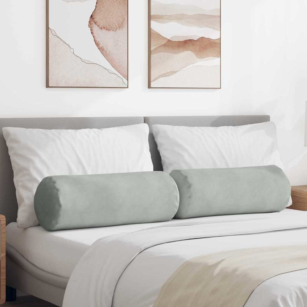 VidaXL Bolster Kussens 2 pcs Lichtgrijs Ø 25 x 70 cm Katoen Stof