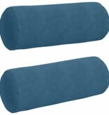 VidaXL Bolster Kussens 2 pcs Blauw Ø 25 x 70 cm Katoen Stof