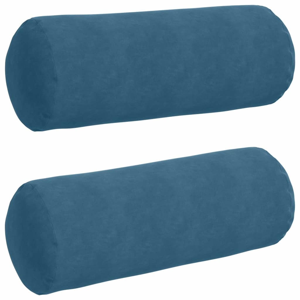 VidaXL Bolster Kussens 2 pcs Blauw Ø 25 x 70 cm Katoen Stof