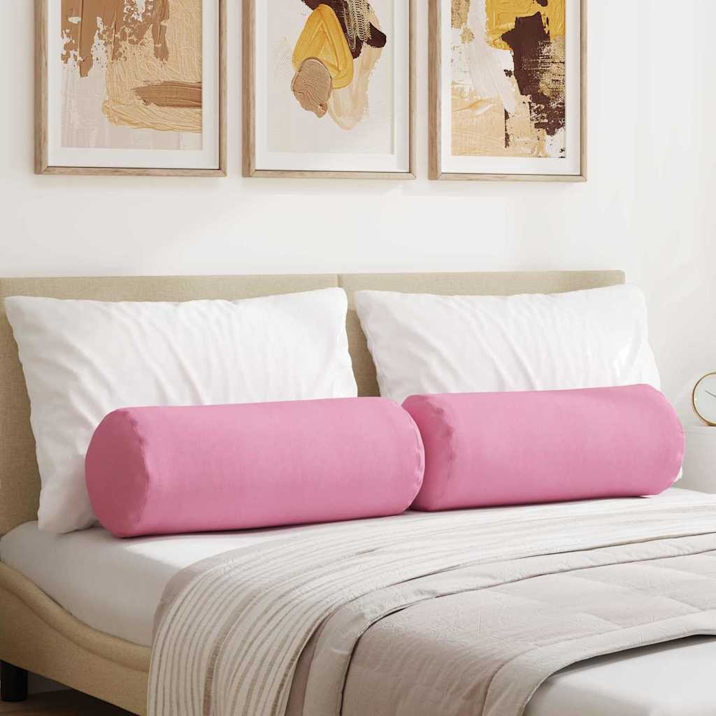 VidaXL Bolster Kussens 2 pcs Roze Ø 25 x 70 cm Stof