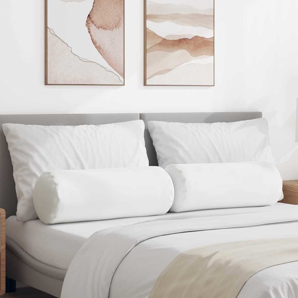 VidaXL Bolster Kussens 2 pcs Wit Ø 25 x 70 cm Stof