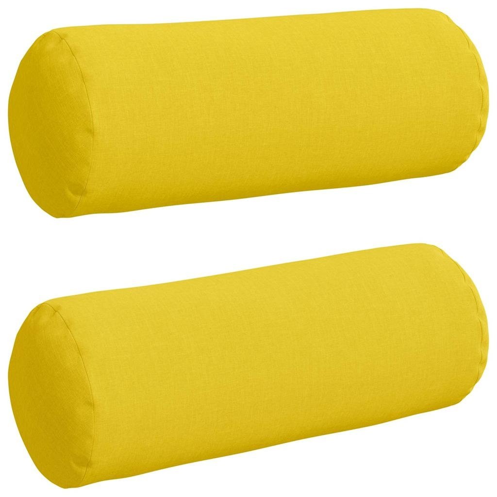 VidaXL Bolster Kussens 2 pcs Lichtgeel Ø 25 x 70 cm Stof