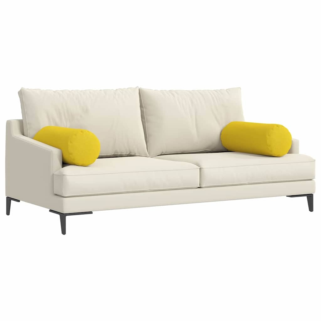 VidaXL Bolster Kussens 2 pcs Lichtgeel Ø 25 x 70 cm Stof