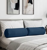 VidaXL Bolster Kussens 2 pcs Blauw Ø 25 x 70 cm Stof