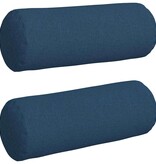 VidaXL Bolster Kussens 2 pcs Blauw Ø 25 x 70 cm Stof