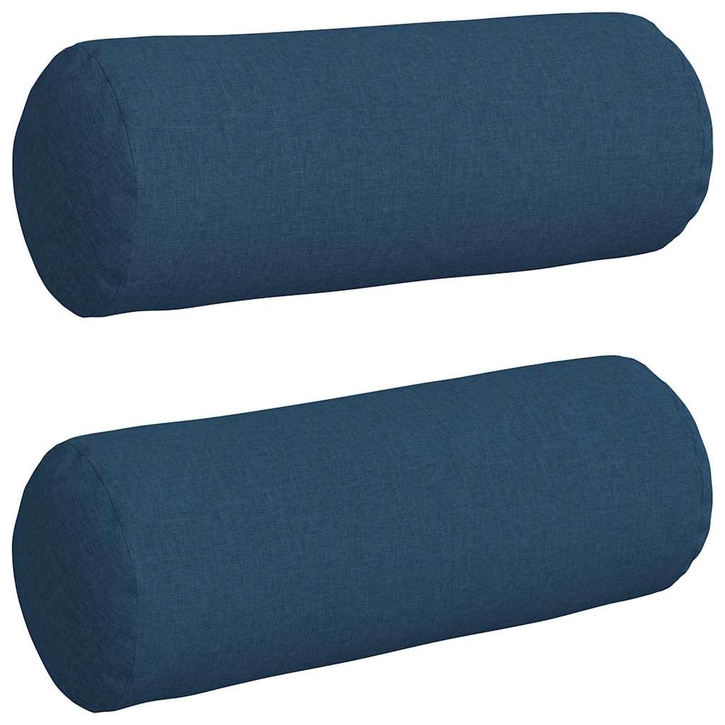 VidaXL Bolster Kussens 2 pcs Blauw Ø 25 x 70 cm Stof