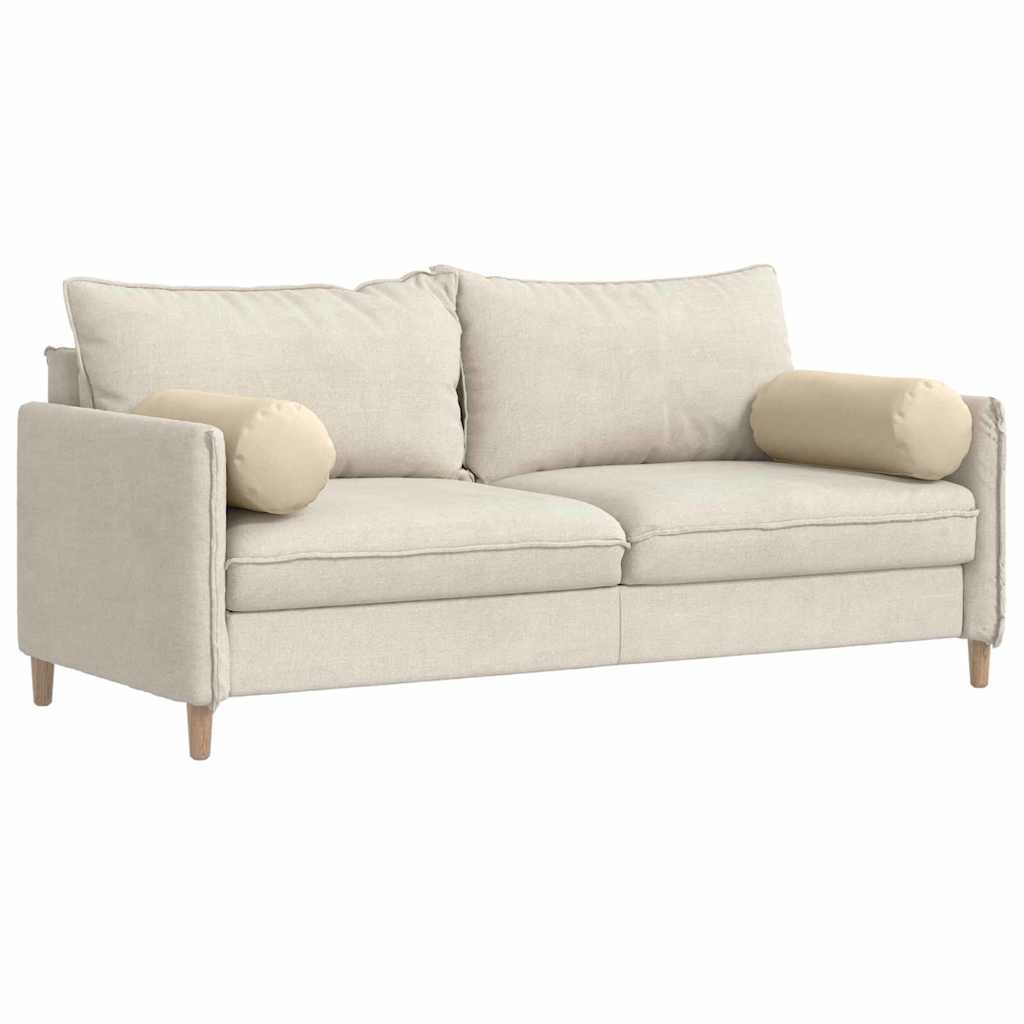 VidaXL Bolster Kussens 2 pcs Crème Ø 25 x 70 cm Stof