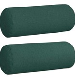 VidaXL Bolster Kussens 2 pcs Donkergroen Ø 25 x 70 cm Stof