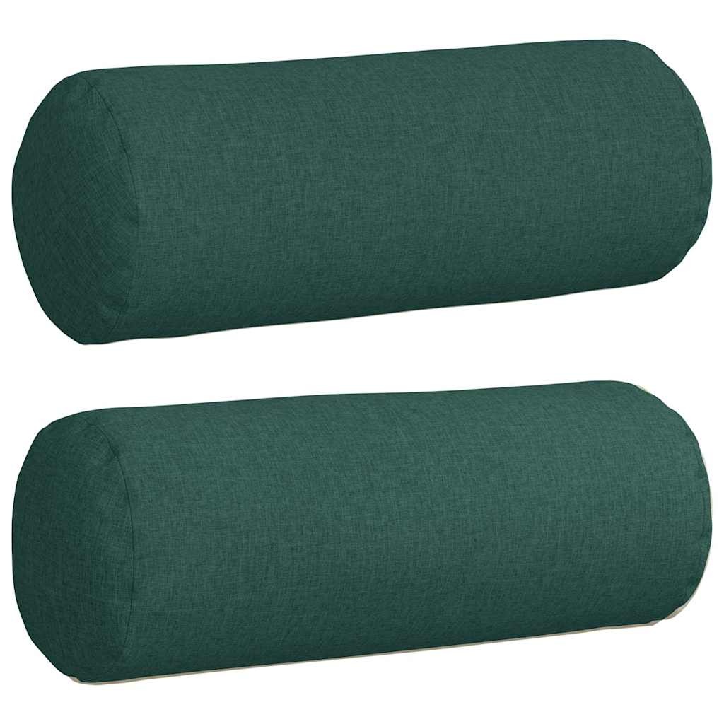VidaXL Bolster Kussens 2 pcs Donkergroen Ø 25 x 70 cm Stof