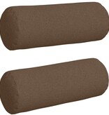 VidaXL Bolster Kussens 2 pcs Bruin Ø 25 x 70 cm Stof