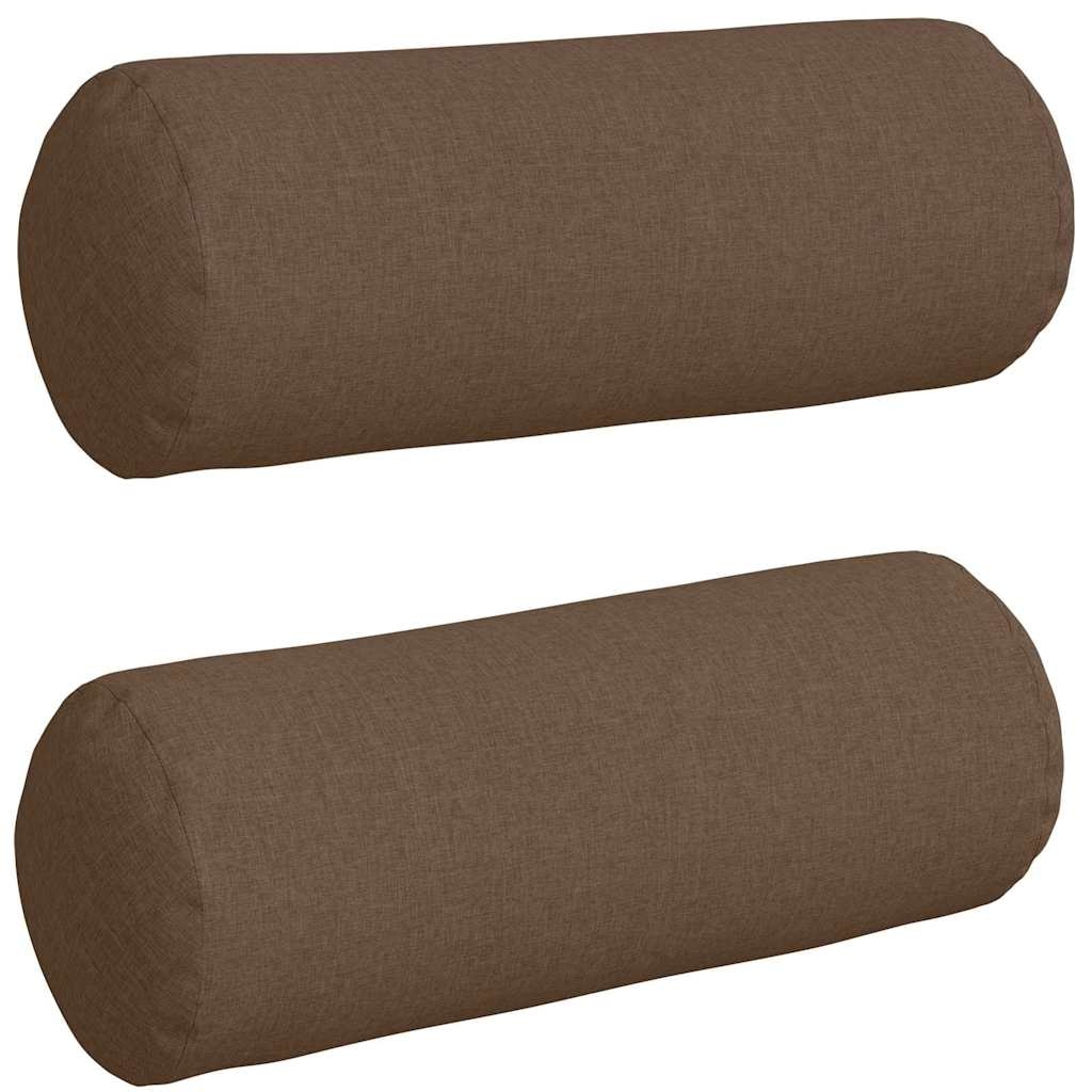 VidaXL Bolster Kussens 2 pcs Bruin Ø 25 x 70 cm Stof