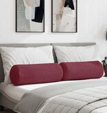 VidaXL Bolster Kussens 2 pcs Wijnrood Ø 25 x 70 cm Stof