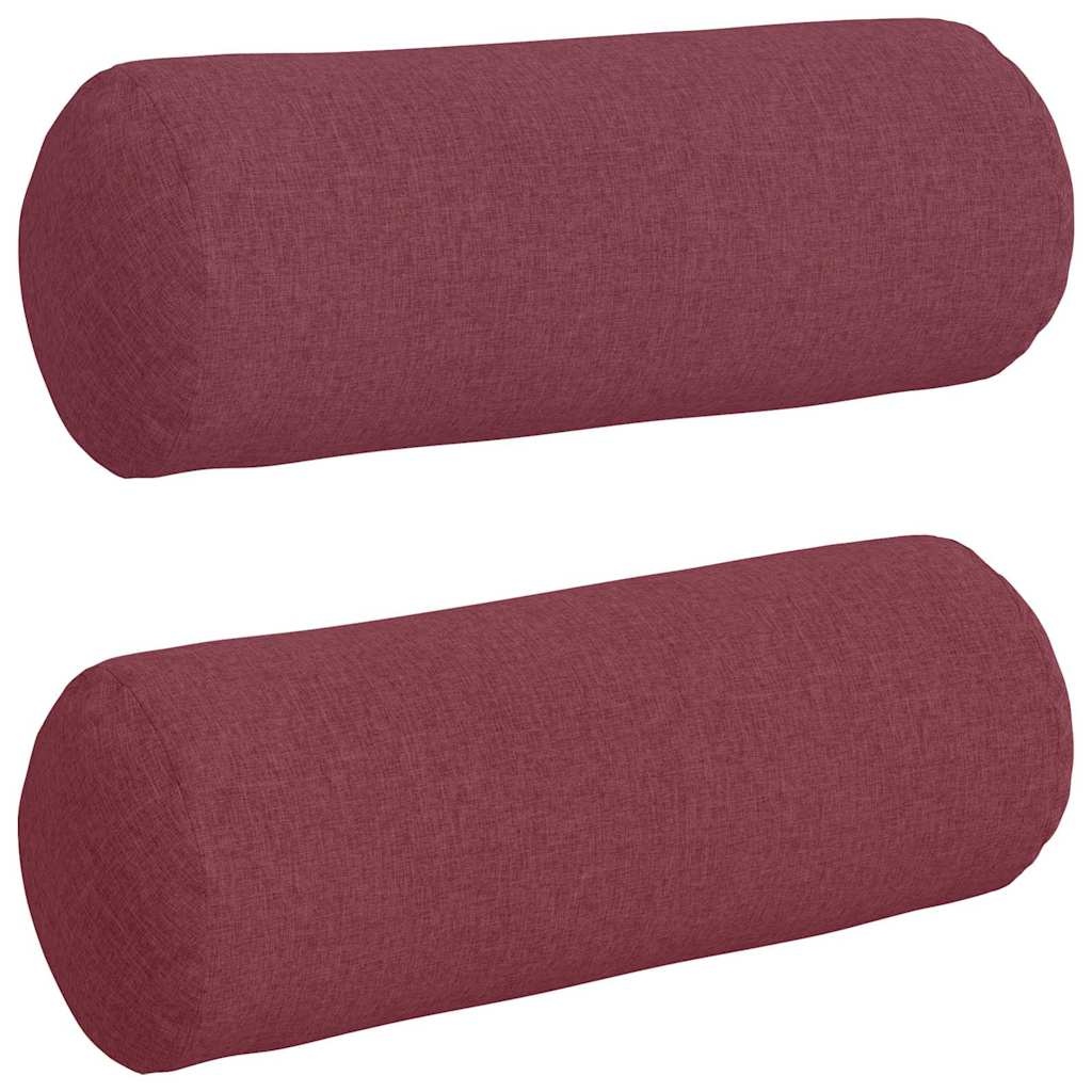 VidaXL Bolster Kussens 2 pcs Wijnrood Ø 25 x 70 cm Stof