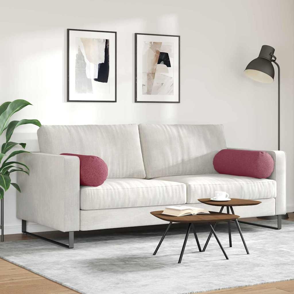 VidaXL Bolster Kussens 2 pcs Wijnrood Ø 25 x 70 cm Stof