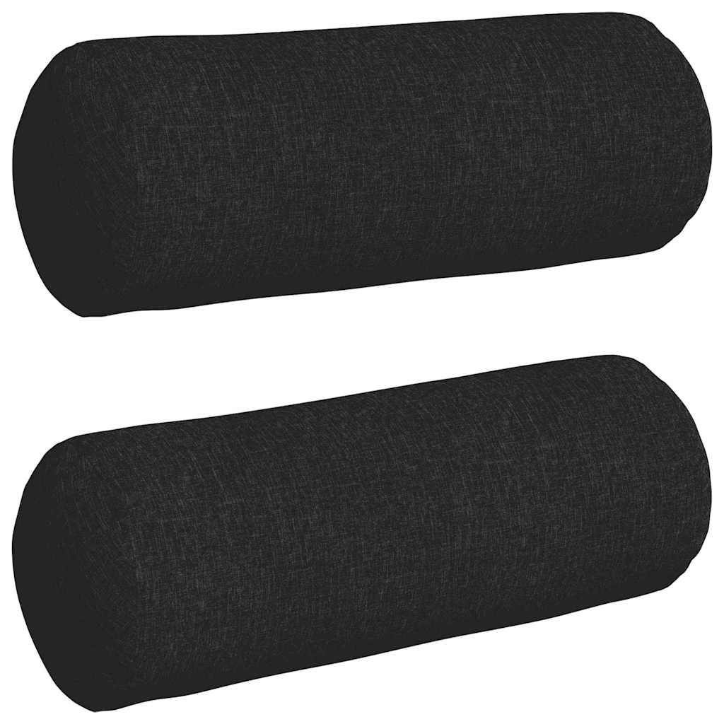 VidaXL Bolster Kussens 2 pcs Zwart Ø 25 x 70 cm Stof