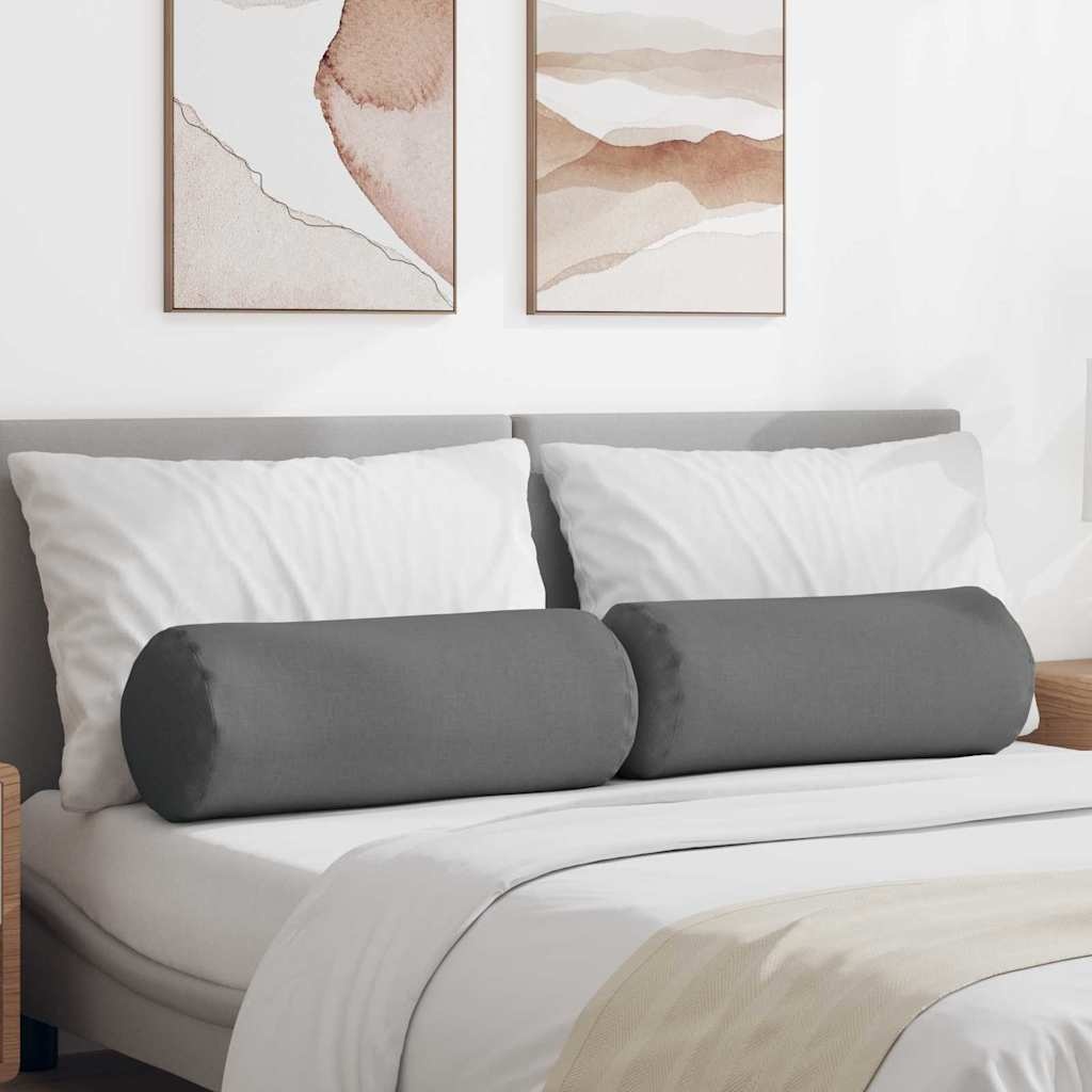 VidaXL Bolster Kussens 2 pcs Donkergrijs Ø 25 x 70 cm Stof